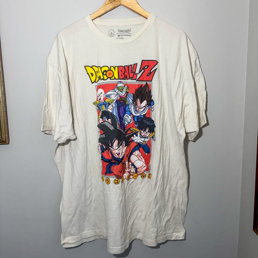 Dragon Ball Z Graphic T-Shirt 3XL White Goku Vegeta Gohan Piccolo Anime Tee Big
